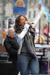 Singer Alicia Keys performs on NBC's "Today Show" in Rockefeller Plaza, on Monday, April 21, 2008, i